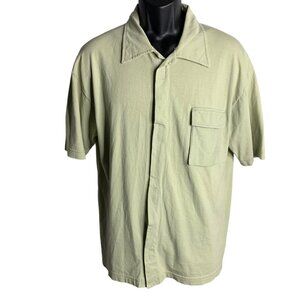 Vintage 90s Astral Freaks Short Sleeve Shirt L Green Hook Loop Pocket RARE